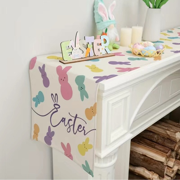 New Easter Table Runner, Easter Bunny Peep Spring Decorations Colorful 13x72 - Picture 3 of 4